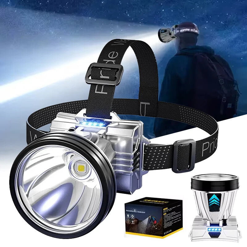 90000 Lumen Rechargeable Headlamp with 40 LED Long-Range Light