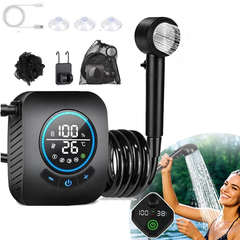 Portable Shower with LCD Display 8000mAh Rechargeable 5 Pressure Levels