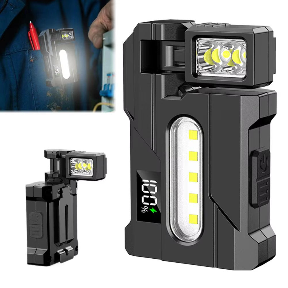 Rechargeable LED EDC Flashlight with Red/Blue Warning Light 1200 Lumens