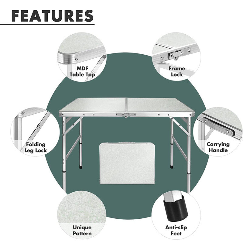 Portable Folding Camping Table with Adjustable Legs - Lightweight Outdoor Table