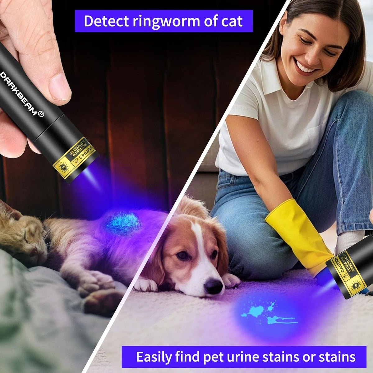 Mini UV Flashlight 365nm Black Light Rechargeable Handheld