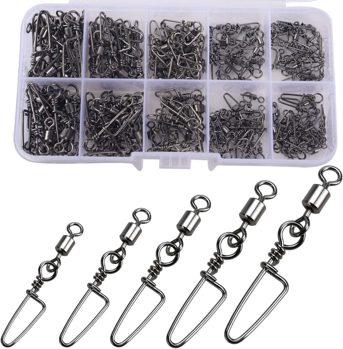 150pcs Saltwater & Freshwater Fishing Swivels with Stainless Steel Coastlock Snap Set