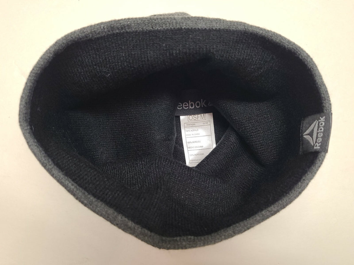 Reebok Men's Reversible Beanie Hat Black One Size Warm Knit Hat