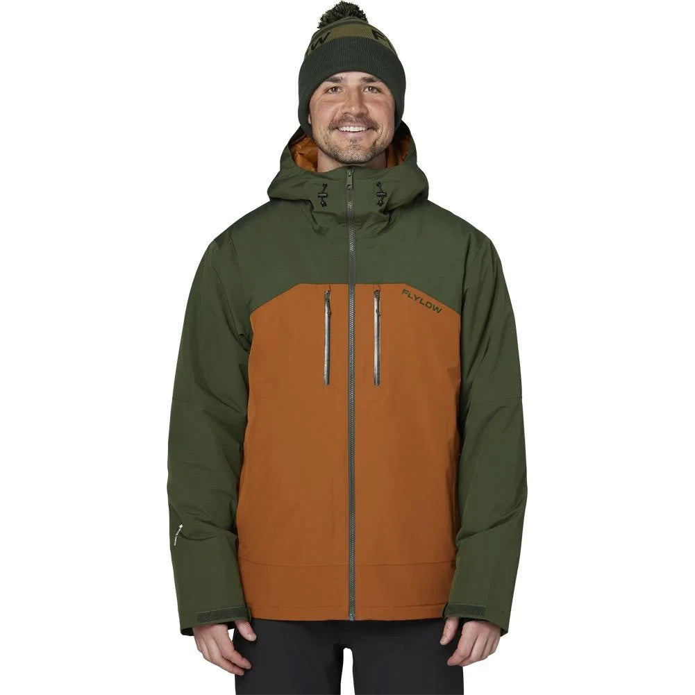 Men's Winter Ski Jacket with Waterproof & Insulated Features - Pine/Copper, Large