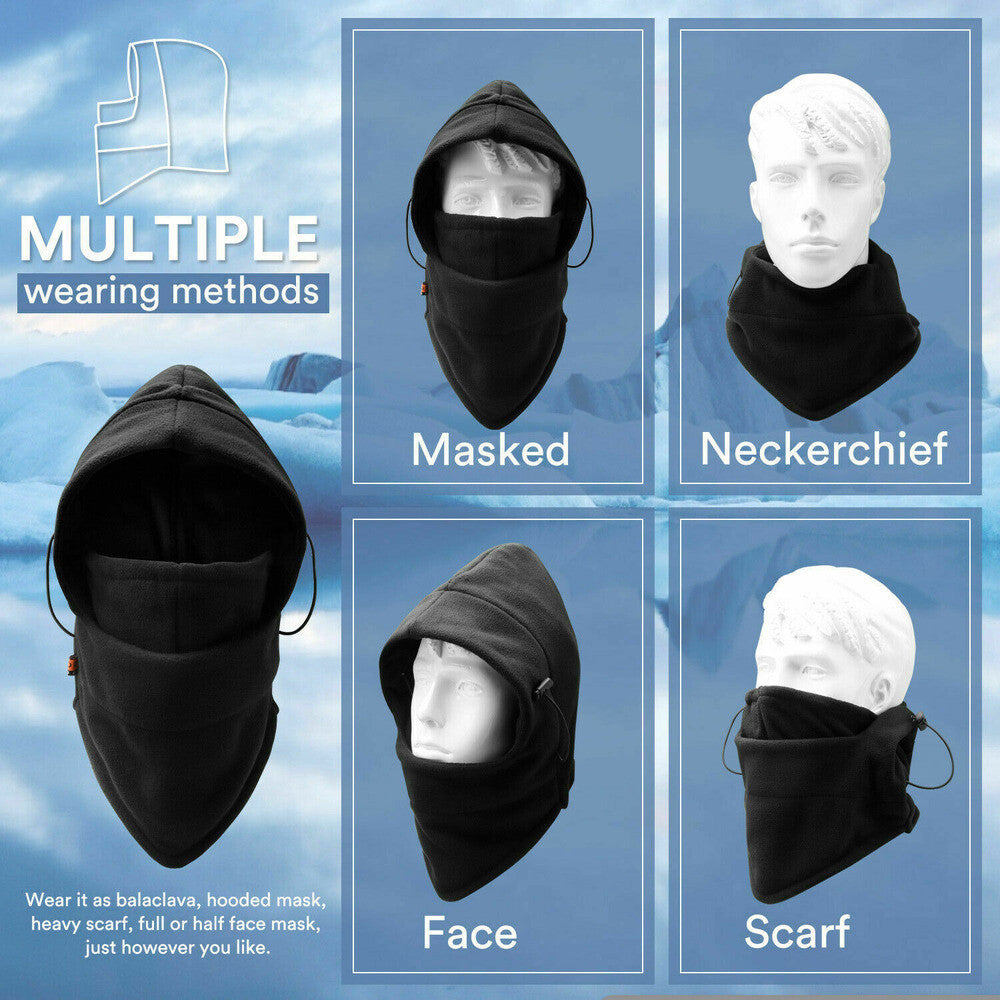 Winter Windproof Fleece Neck Warmer Balaclava Hood for Skiing & Snowboarding