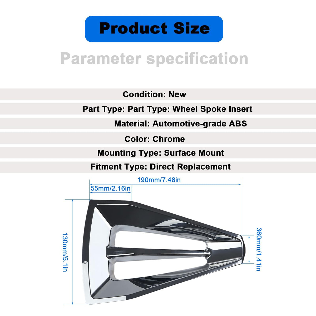 Chrome Wheel Spoke Trim Insert for Chevrolet Tahoe Silverado 22 Inch