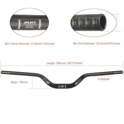Mountain Bike Riser Handlebar 31.8mm 780mm Length Adjustable Heights