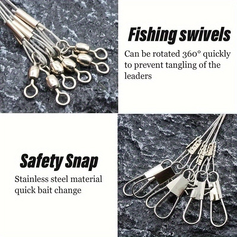 100pcs High Low Fishing Rigs with Stainless Steel Wire Leaders for Saltwater & Freshwater