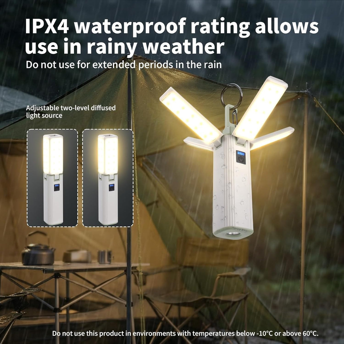 Rechargeable Camping Lantern with Dimmable Brightness and Power Bank Function