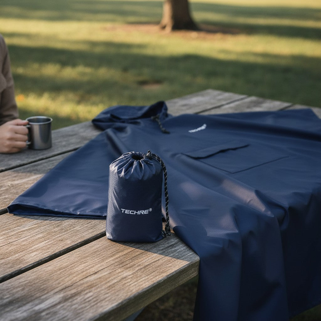 Adult Waterproof Rain Poncho with Hood and Pocket - Reusable Lightweight Outdoor Gear
