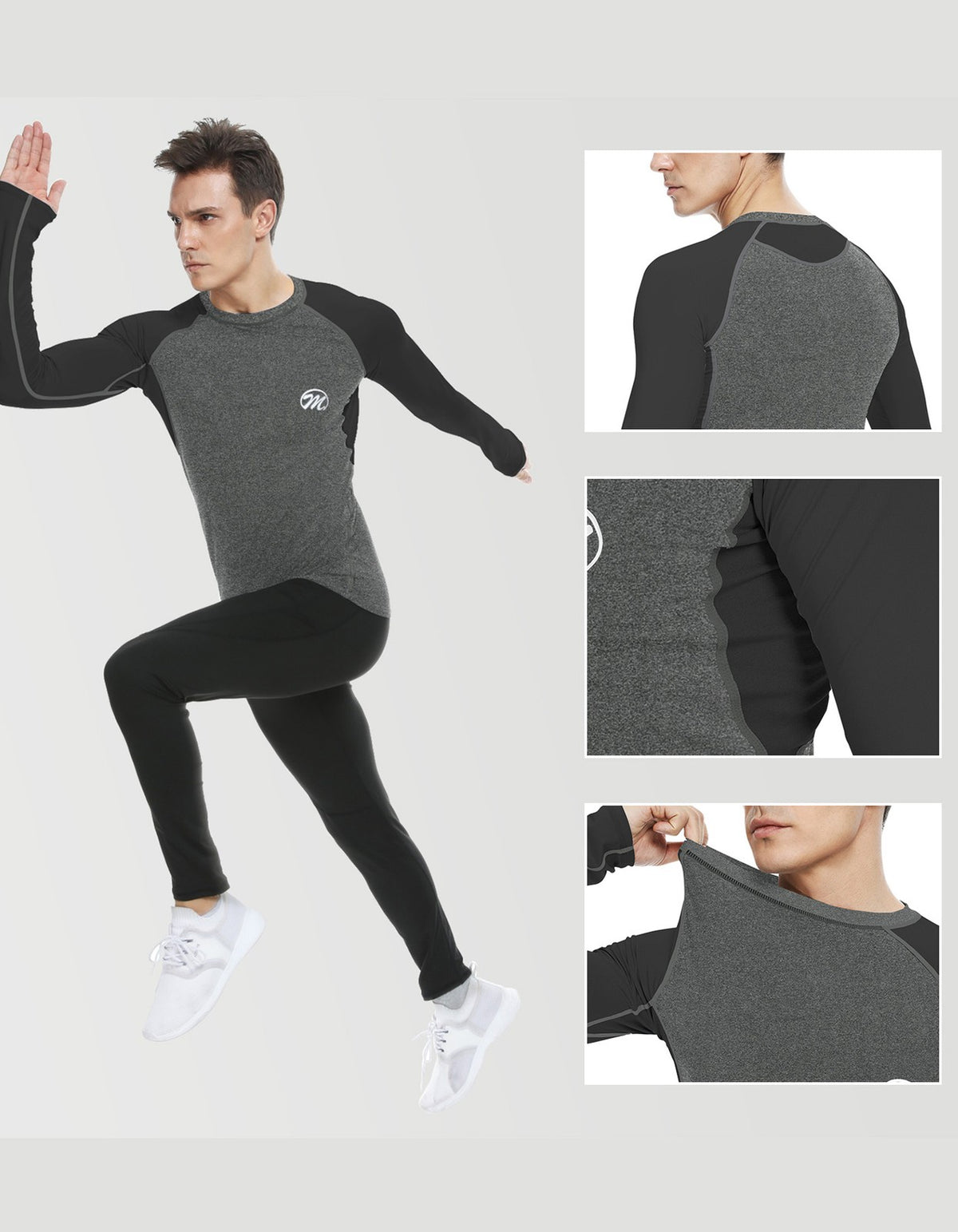 Men's Winter Thermal Base Layer Long Sleeve Shirt Fleece Top for Workout & Outdoor