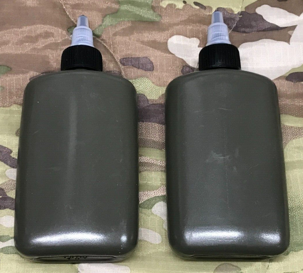 2 Pack Military-Style 4 oz Empty OD Green Weapons Oil Bottles