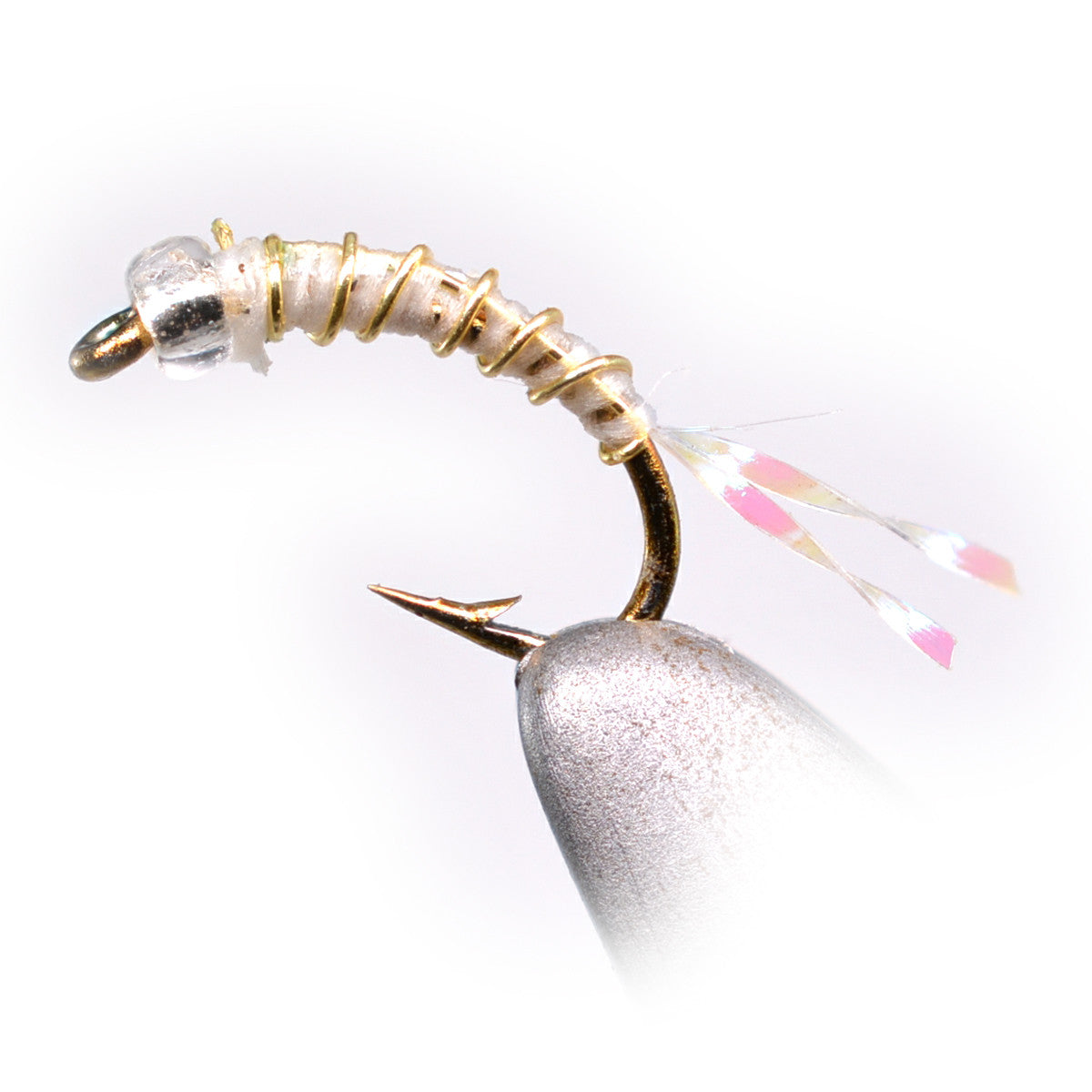 Glass Bead Zebra White Midge Fly Assorted Hooks - Fly Fishing Flies, 12 Flies