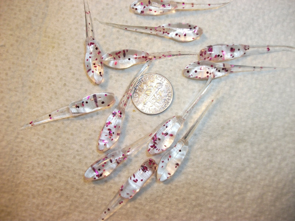3/4-Inch Pink Glitter Soft Plastic Grubs for Crappie & Bass Fishing