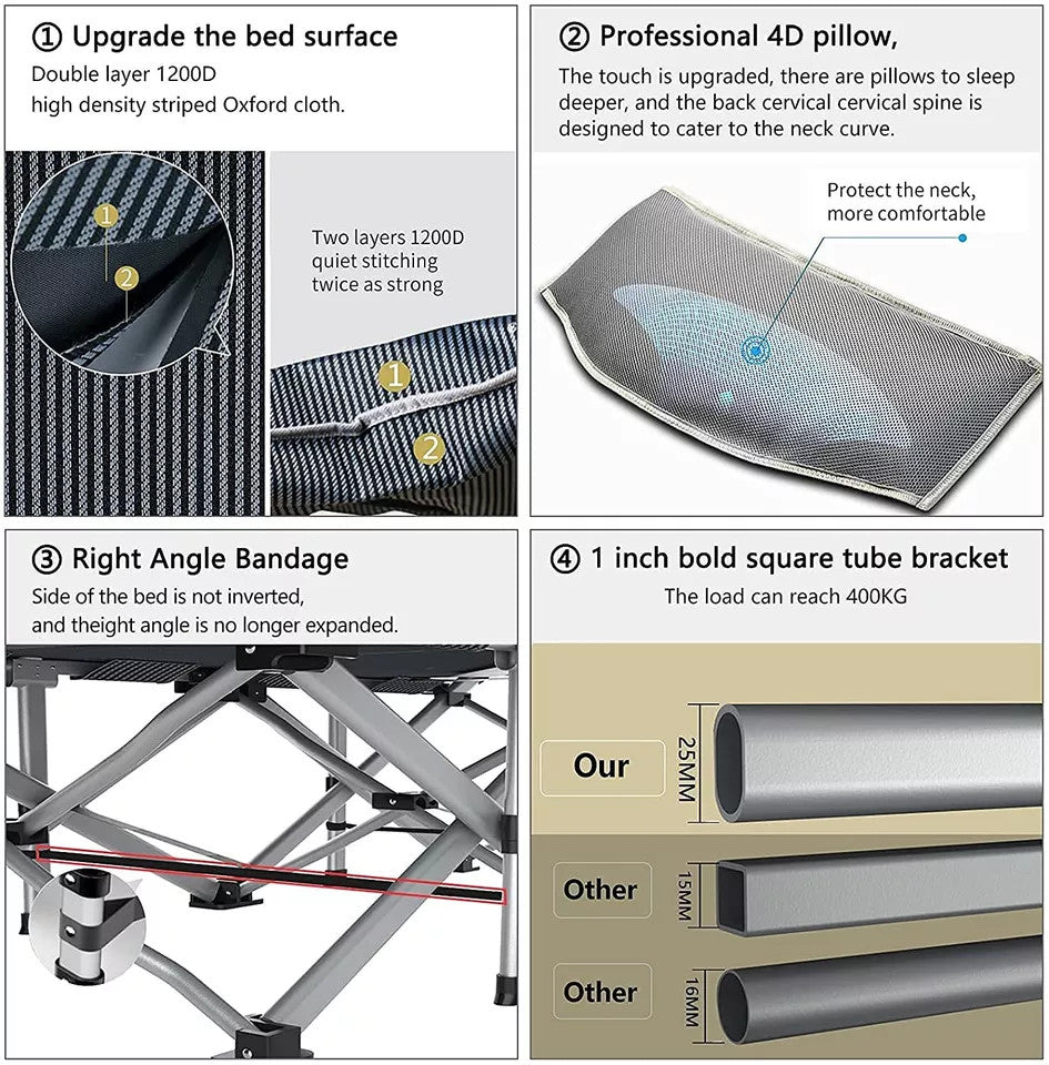 Heavy-Duty Camping Cot for Adults with Soft Detachable Pad & Water-Resistant Frame