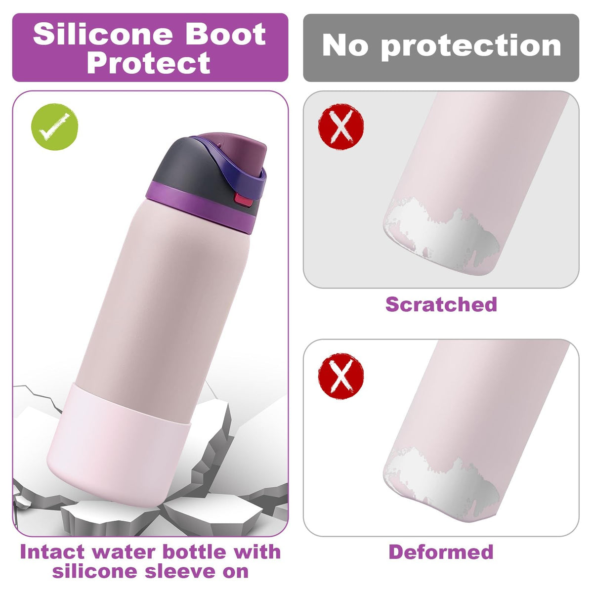 Silicone Water Bottle Boots 2 Pack for 32oz Owala Water Bottles - Anti-Slip Protective Sleeve