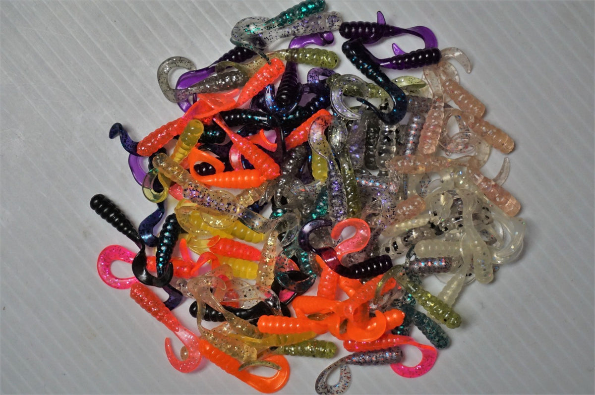 100pcs 1.5-Inch Curly Tail Grubs Soft Plastic Fishing Lures for Crappie Bream Trout