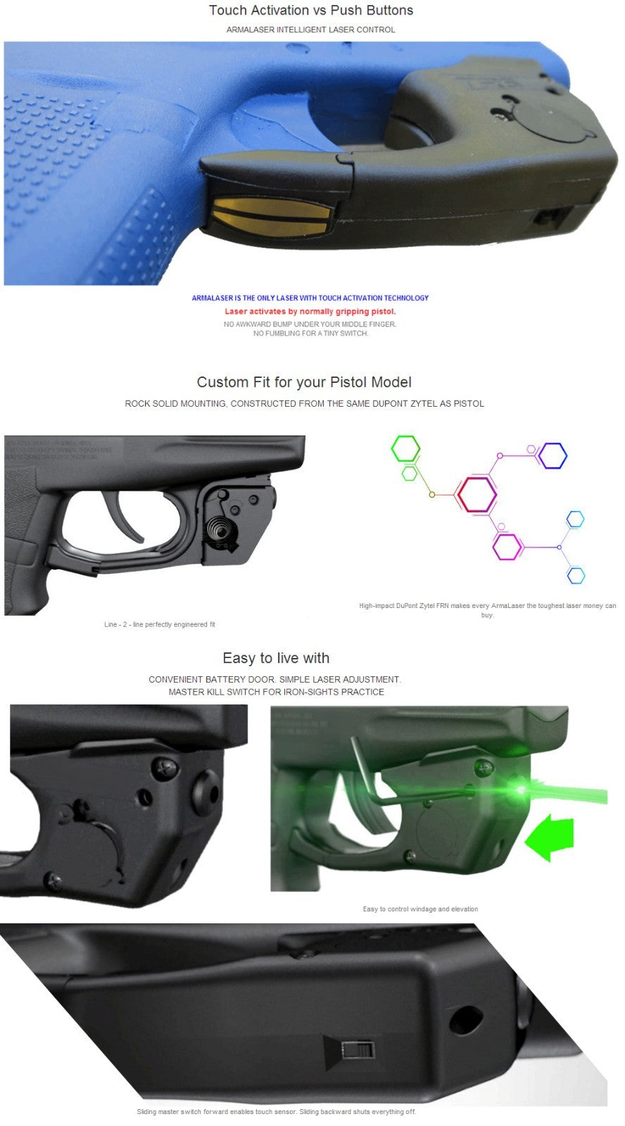 Green for Ruger LCP Gen 1 - Instant Activation, Human Touch Technology