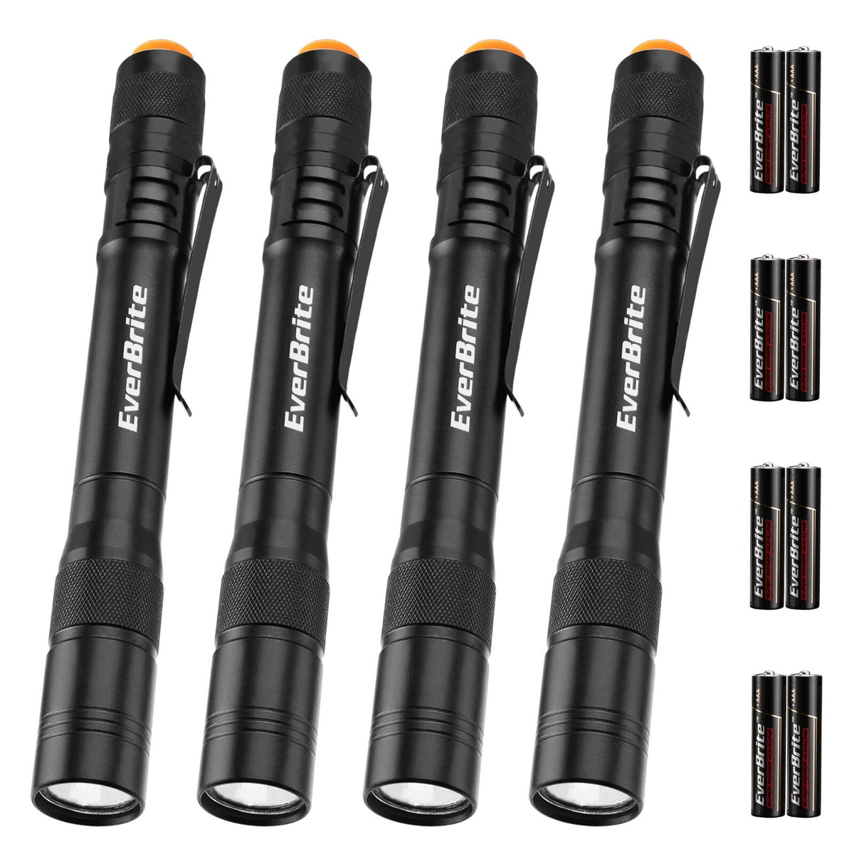 LED Pen Light Set - 4 Pack Compact Aluminum Pocket Flashlights with 3 Light Modes