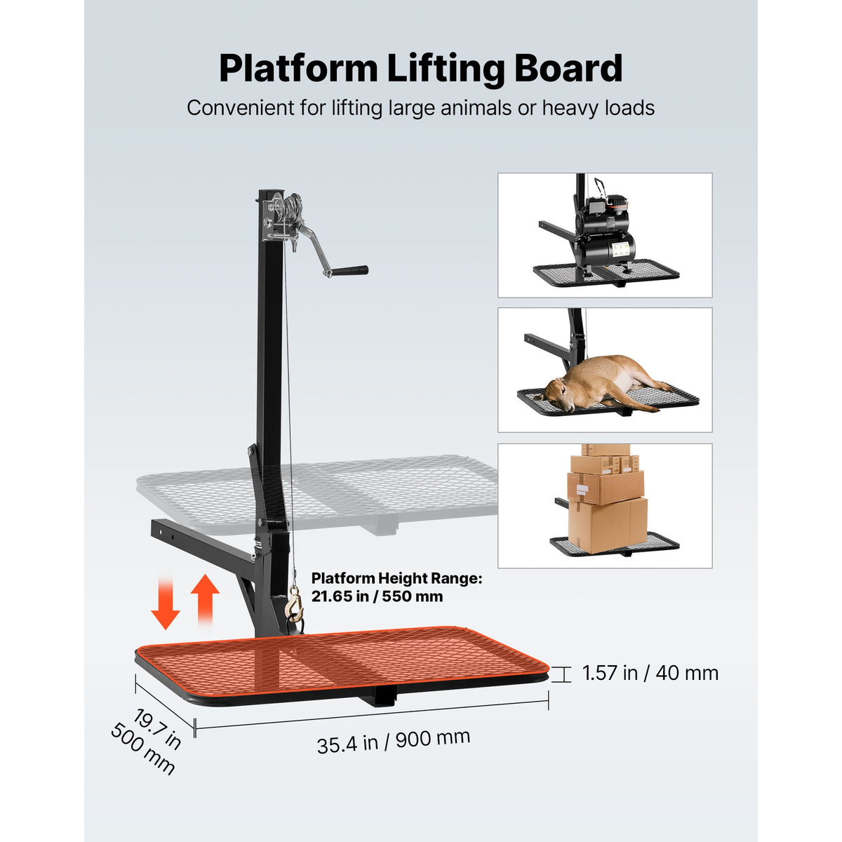 Hitch-Mounted Deer Hoist with Lift System Platform 300 lb Capacity