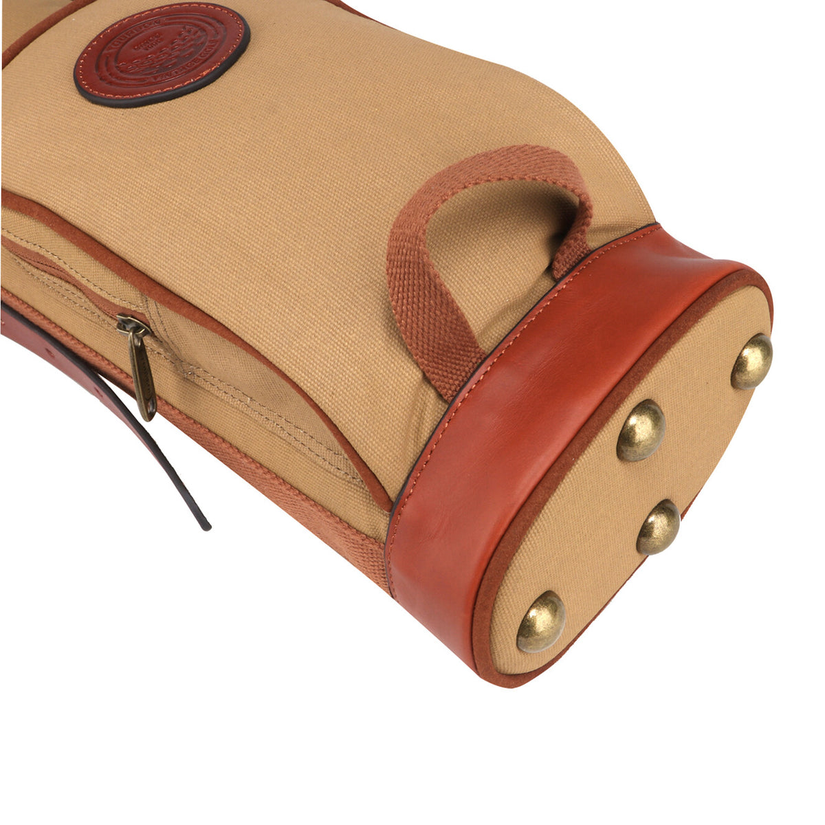 Vintage Canvas Leather Golf Bag with Padded Straps and Accessories