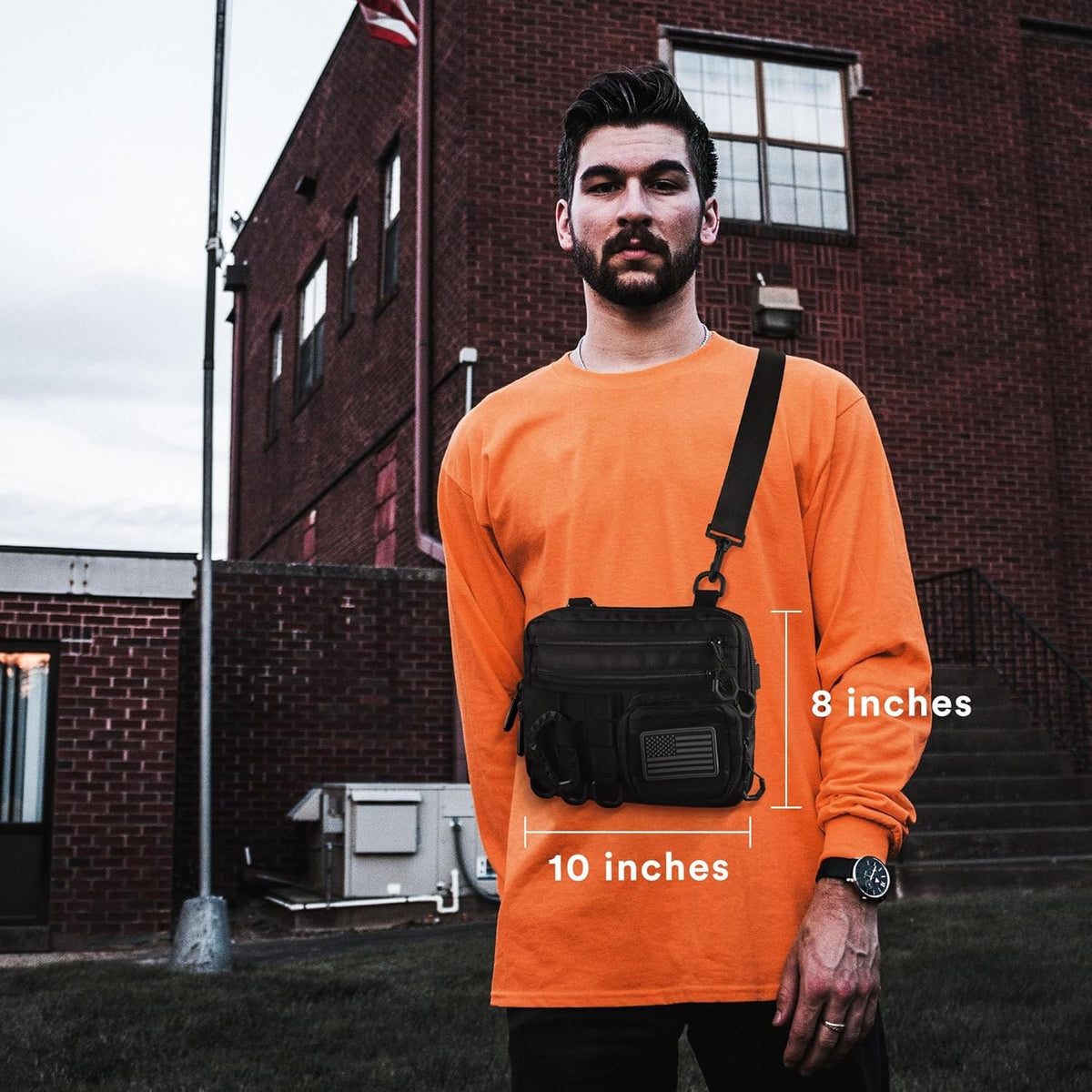 Small Tactical Messenger Bag for Men Unisex EDC Crossbody Bag with Multiple Pockets