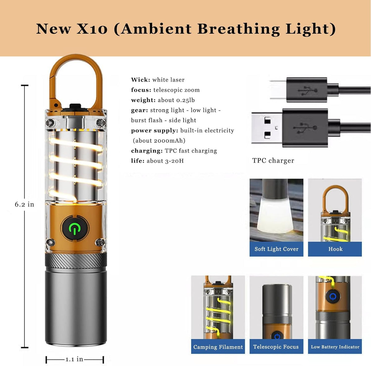 High Power Rechargeable LED Flashlight 100000 Lumens 6 Modes Waterproof