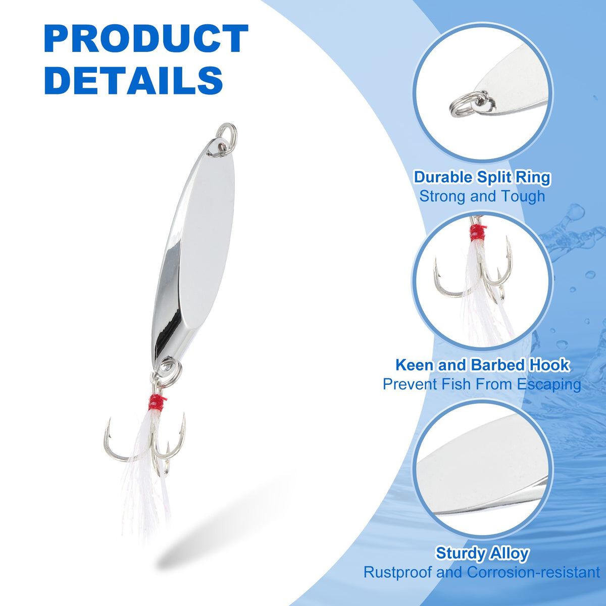 10Pcs Metal Fishing Spoons Lures Set - Silver Casting Tackle for Freshwater & Saltwater