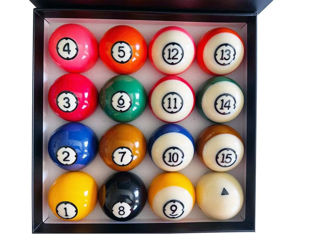 Billiard Balls Set Arcos Champion, Black Triangle Cue Ball, Made in Belgium