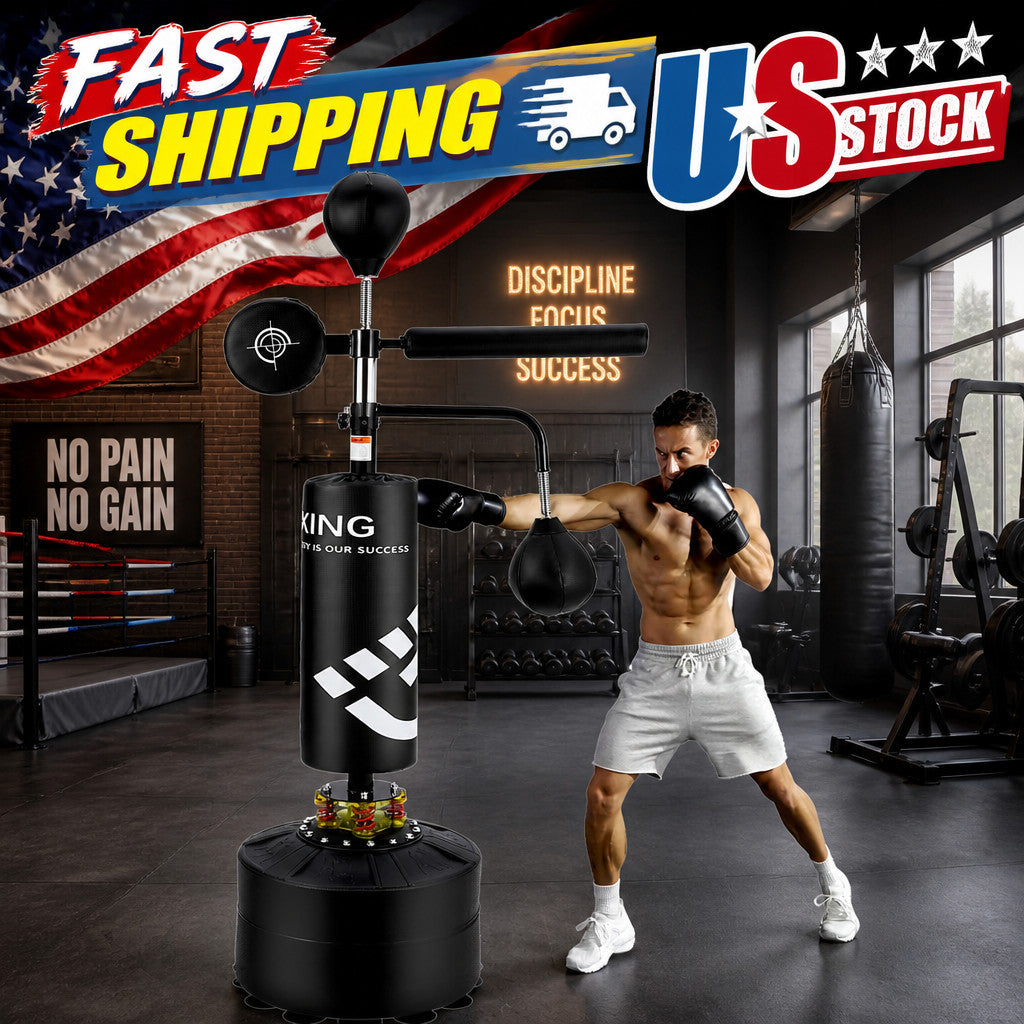 Heavy Punching Bag with Stand for Boxing and Martial Arts Training - Adjustable Height