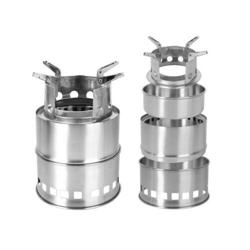 Portable Wood Burning Stove Stainless Steel Camping Stove Outdoor Cooking