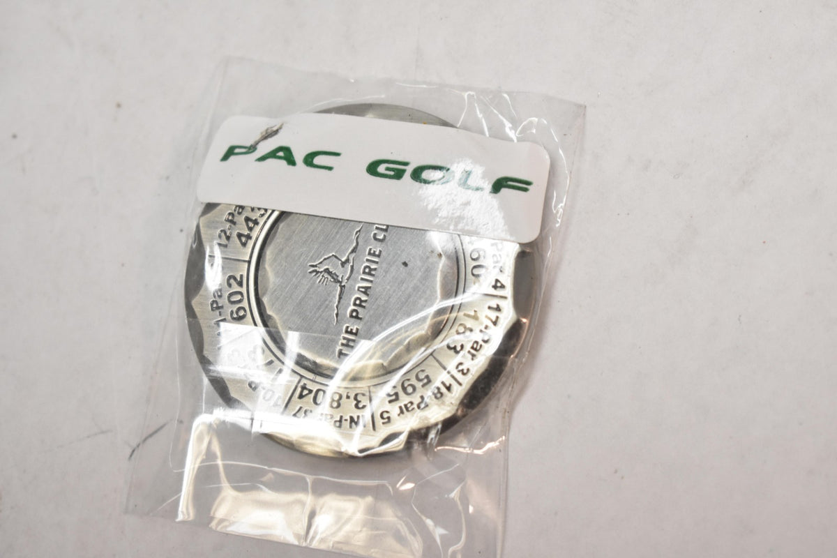 Golf Bag Tag with Course Yardage Guide Silver Metal Round Marker