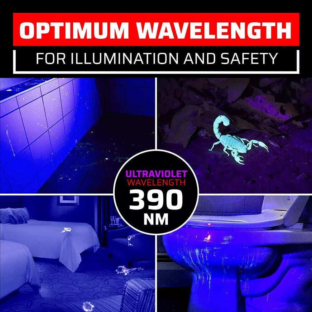 UV LED Blacklight Flashlight 395nm Inspection Torch 2 Pack