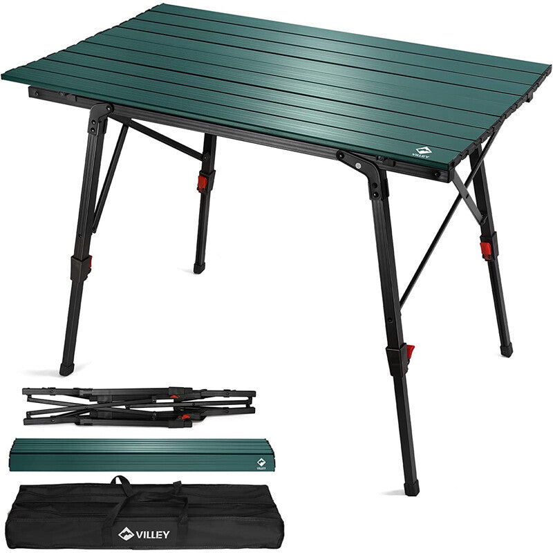 Portable Camping Table 35in Adjustable Aluminum Folding Outdoor Table