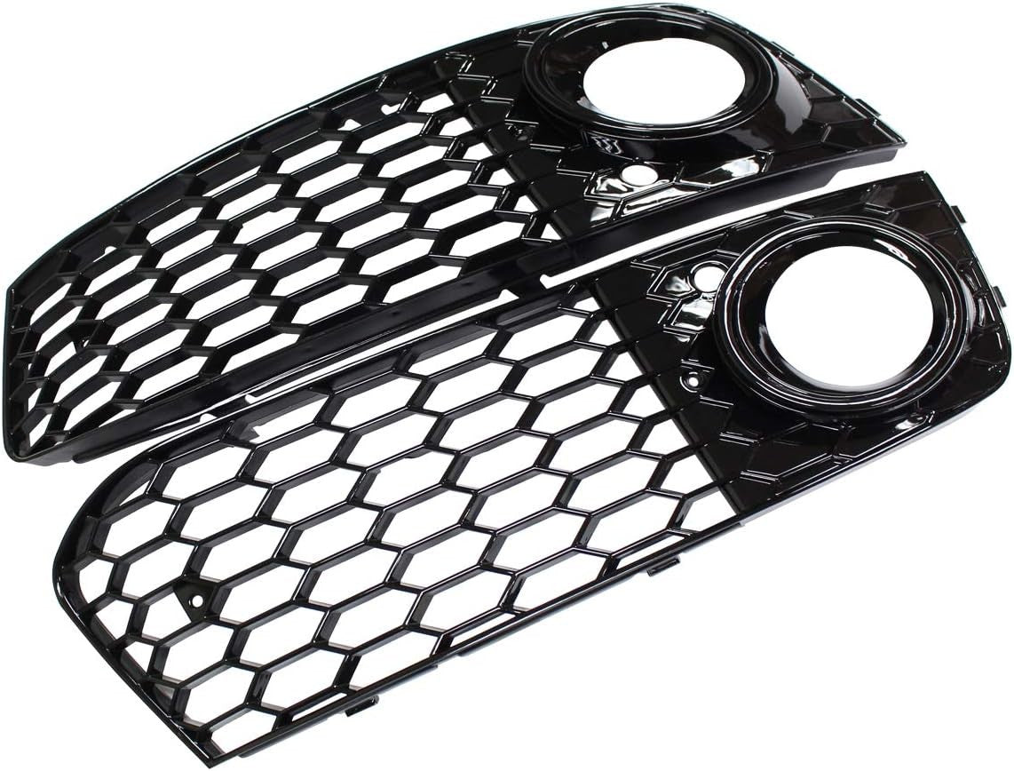 Front Bumper Fog Light Mesh Grill for Audi A4 B8 2008-2012 - Glossy Black