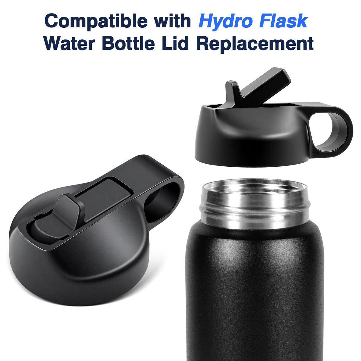Straw & Spout Lid for Hydro Flask Wide Mouth Water Bottles - 3 Pack