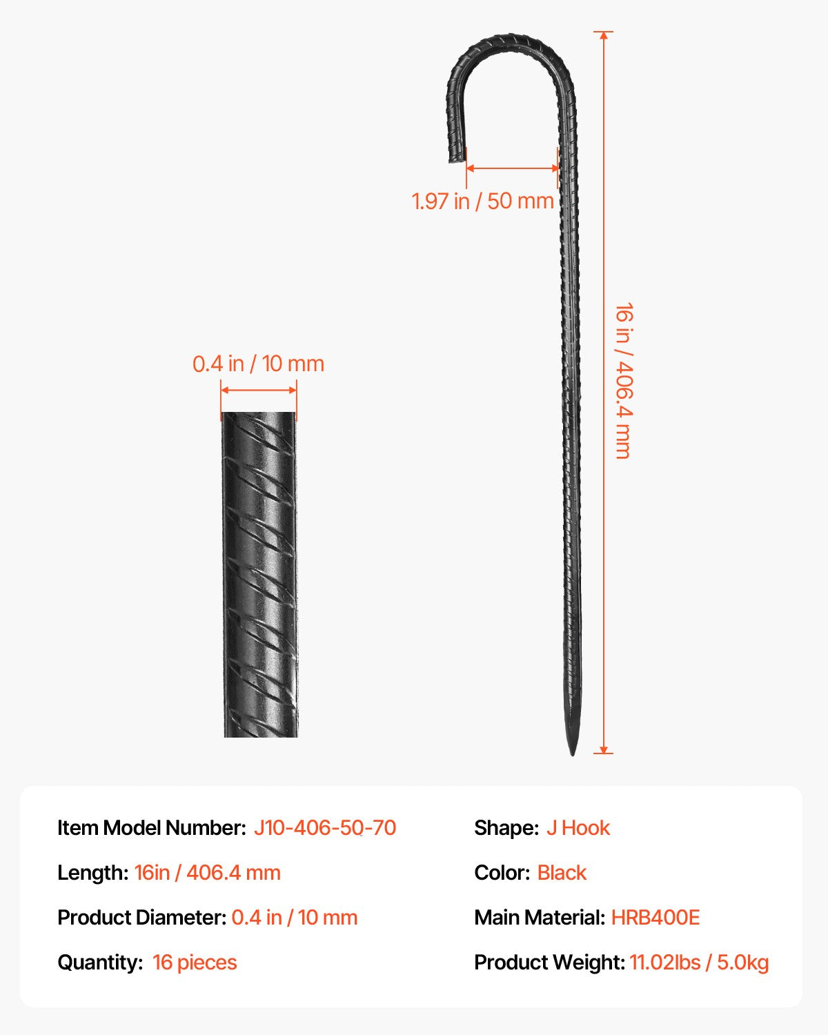 Heavy Duty Galvanized Steel Rebar Stakes 16-Pack - Ground Anchors for Outdoor Use