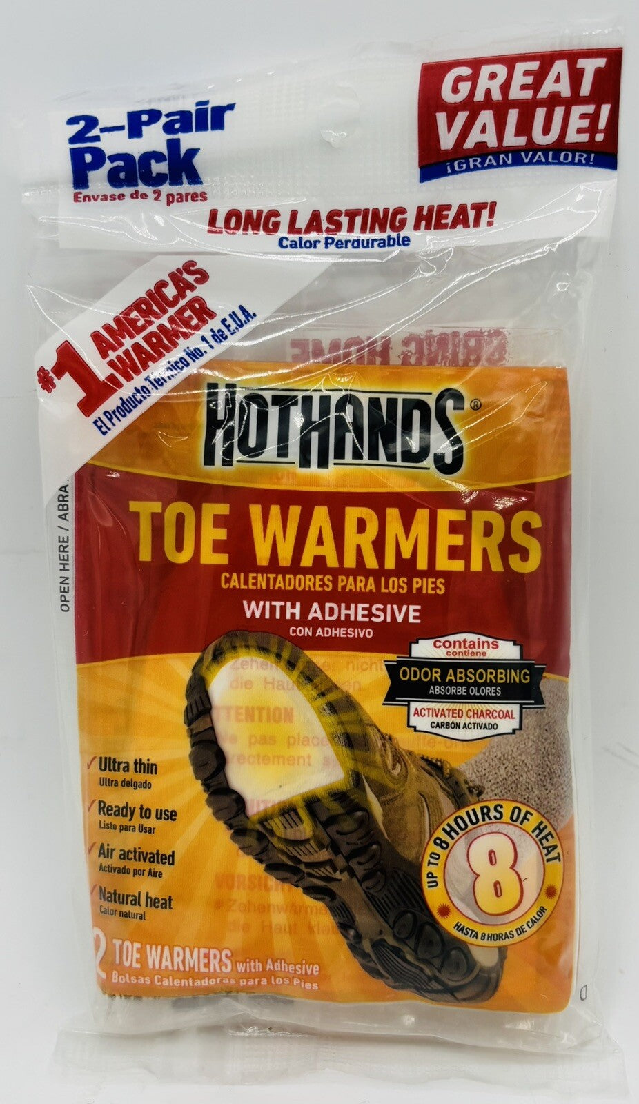 Set of 2 HotHands Foot Warmers & Toe Warmers - Long-Lasting Hand & Foot Heating