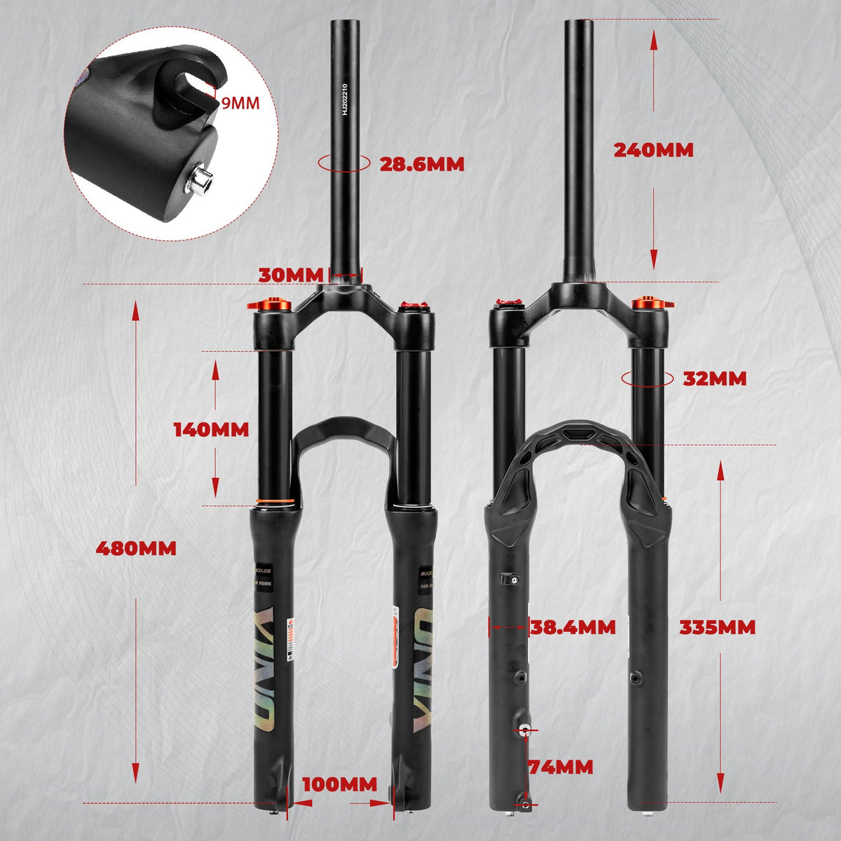Kids 24-Inch MTB Suspension Fork Air Spring Disc Brake QR Lockout