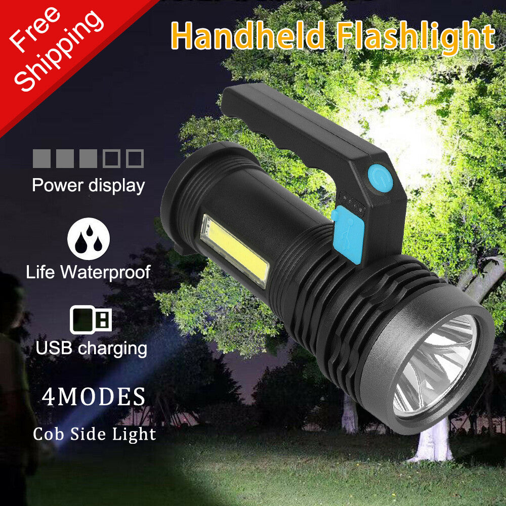 High Lumens Rechargeable LED Flashlight - Waterproof Handheld Torch, 4 Modes