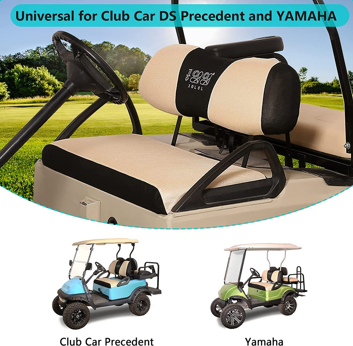 Golf Cart Seat Cover Set for Club Car Precedent Yamaha Breathable Washable Mesh