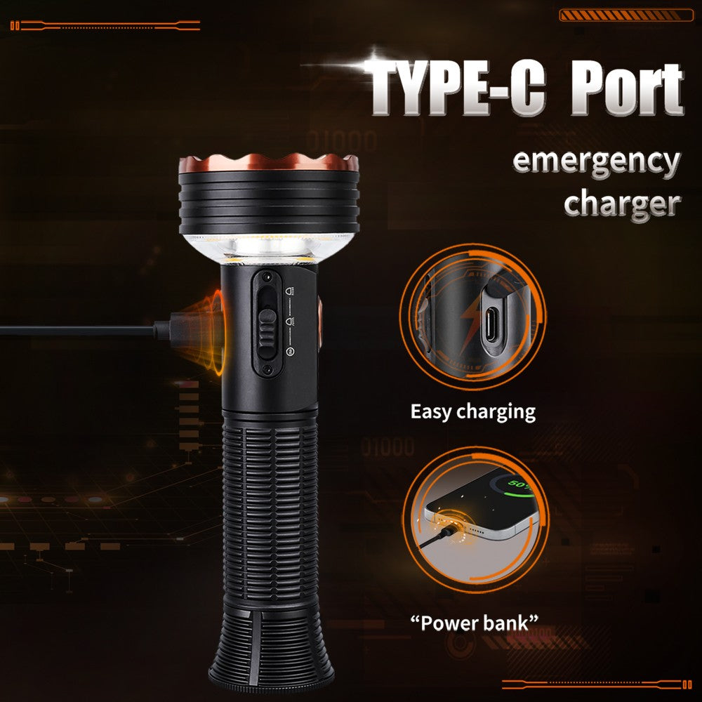 High-Performance Rechargeable LED Flashlight with Magnetic Base Waterproof 5100 Lumens