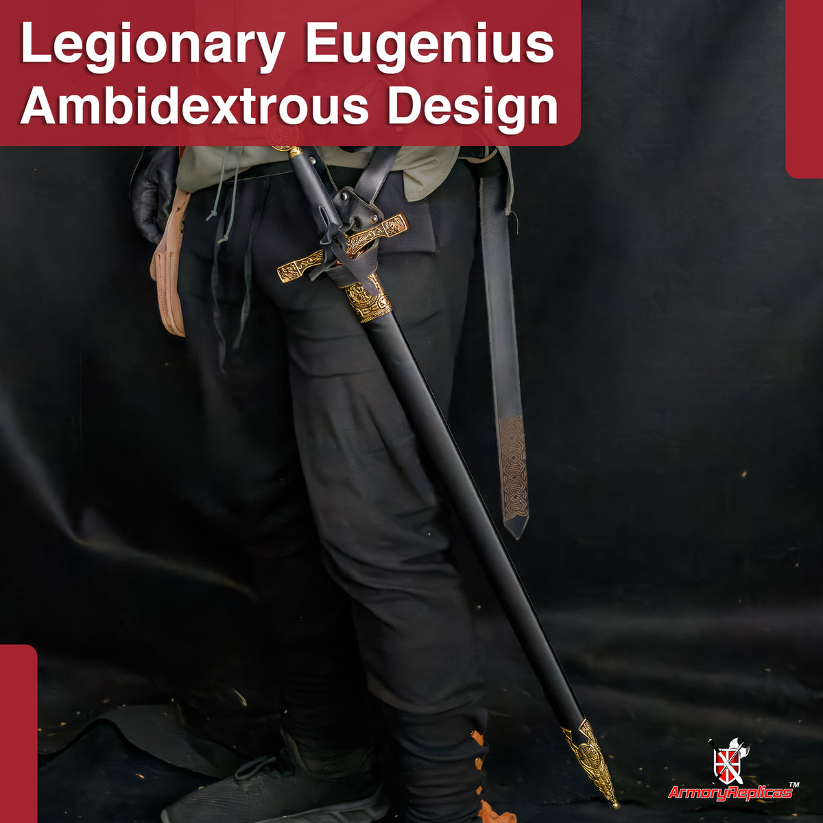 Ambidextrous Leather Sword & Axe Frog Holder for LARP & Medieval Cosplay