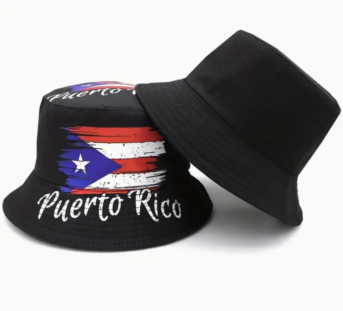 Puerto Rico Flag Bucket Hat for Adults Unisex Black One Size