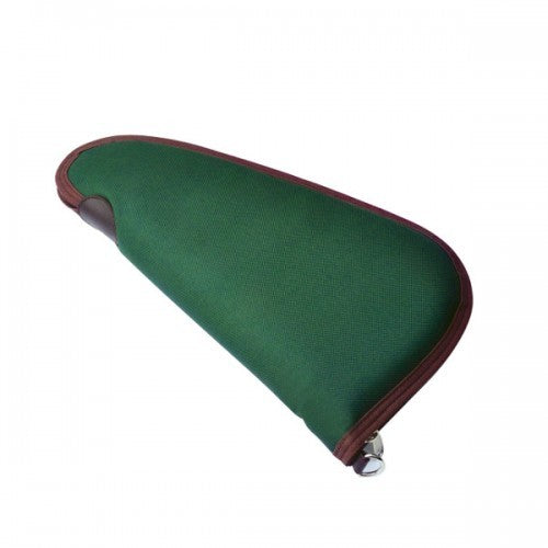 Padded Gun Case for Handguns - Compact, Lockable, Green with Brown Trim