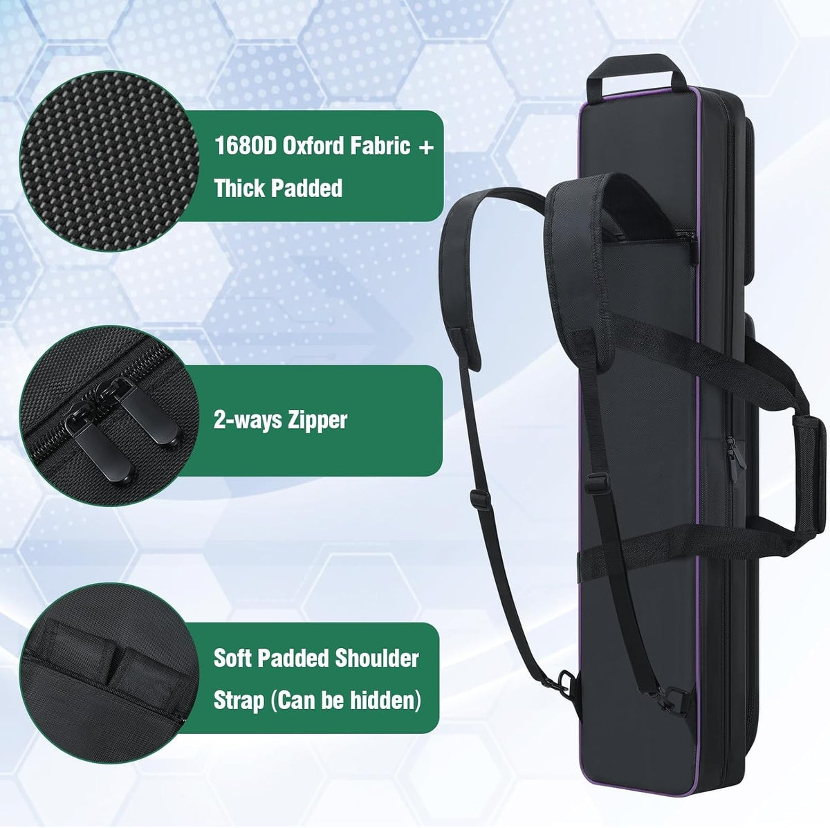 Pool Cue Case 4x5 with 4 Butts & 5 Shafts - Padded Billiard Cue Case with 2 External Pockets