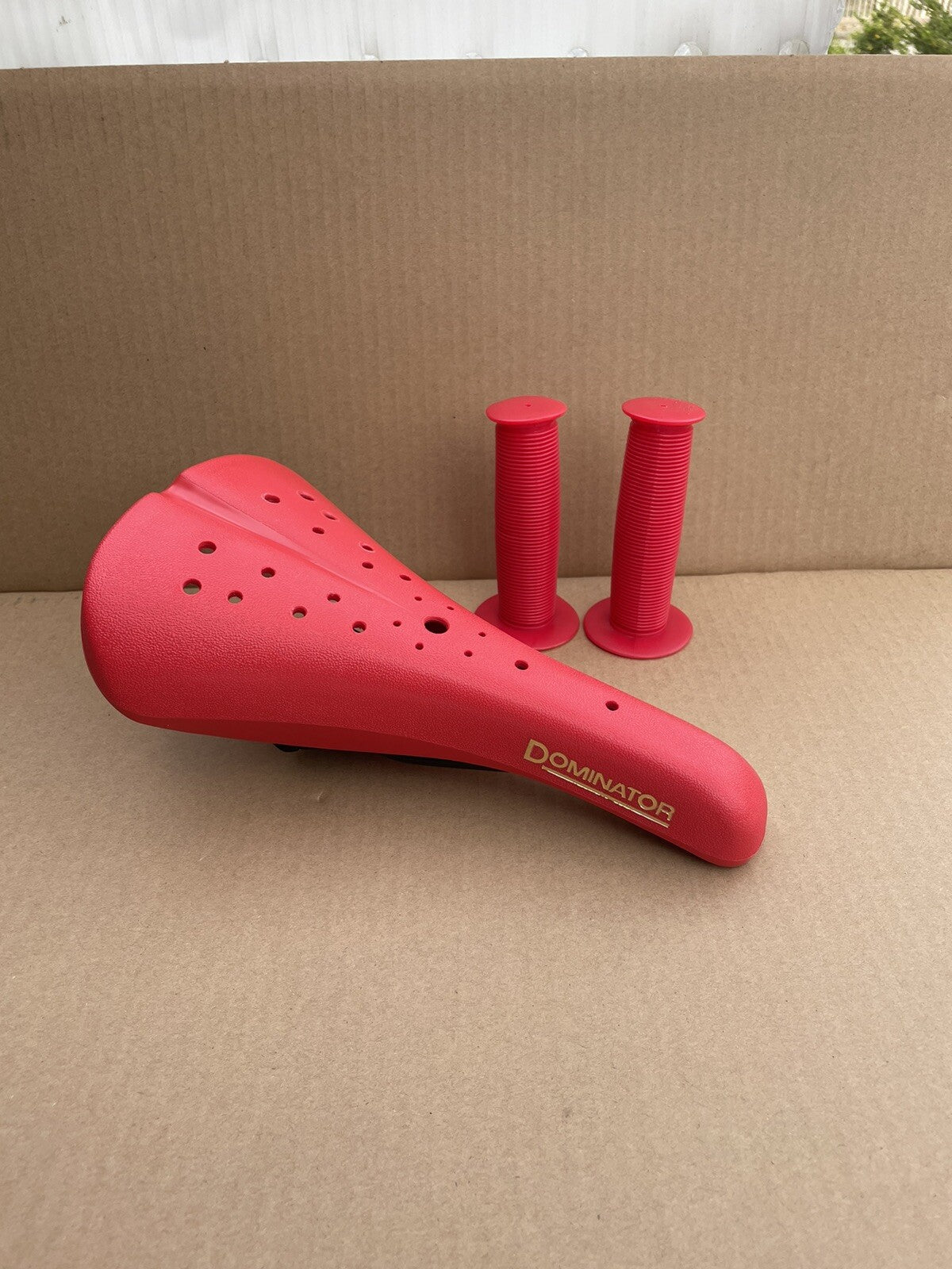 BMX Bicycle Seat with Grips - Hard Shell, Soft Anti-Slip Cushion, Red