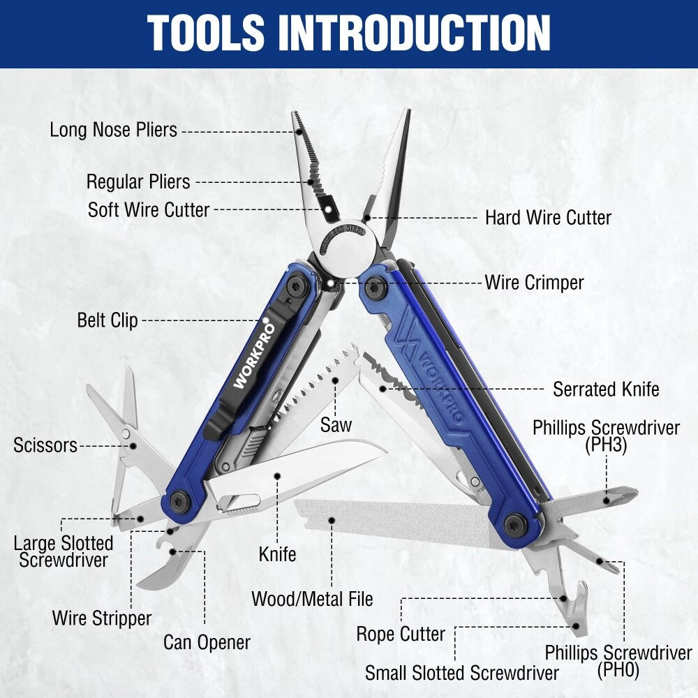 18-in-1 Stainless Steel Folding Multitool Pliers for Camping & DIY