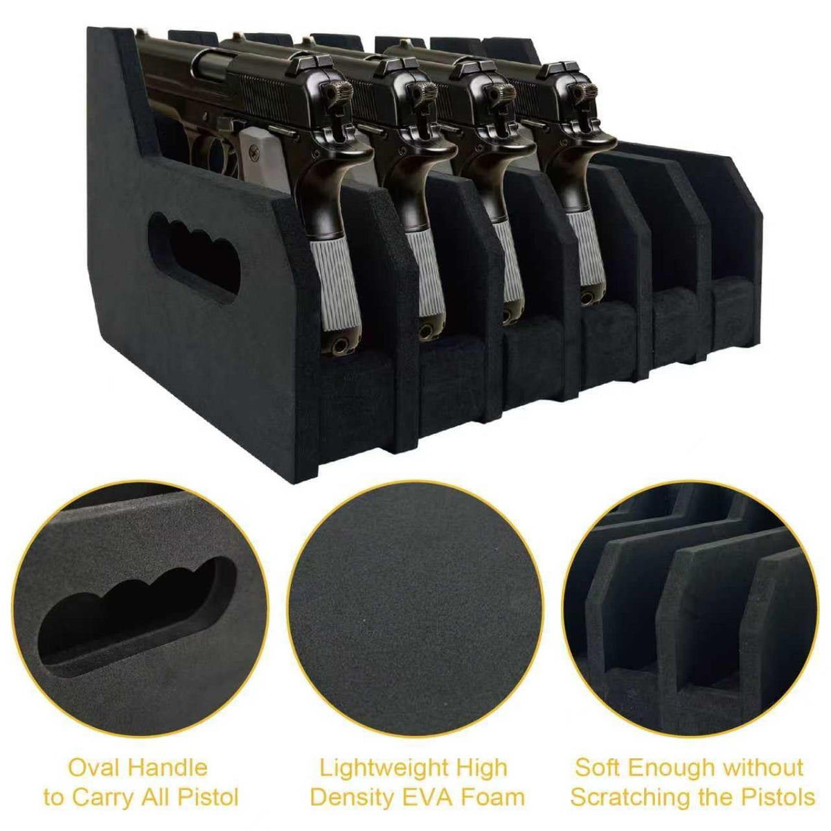 Pistol Rack Gun Safe Organizer for Revolvers & Handguns - Foam Storage