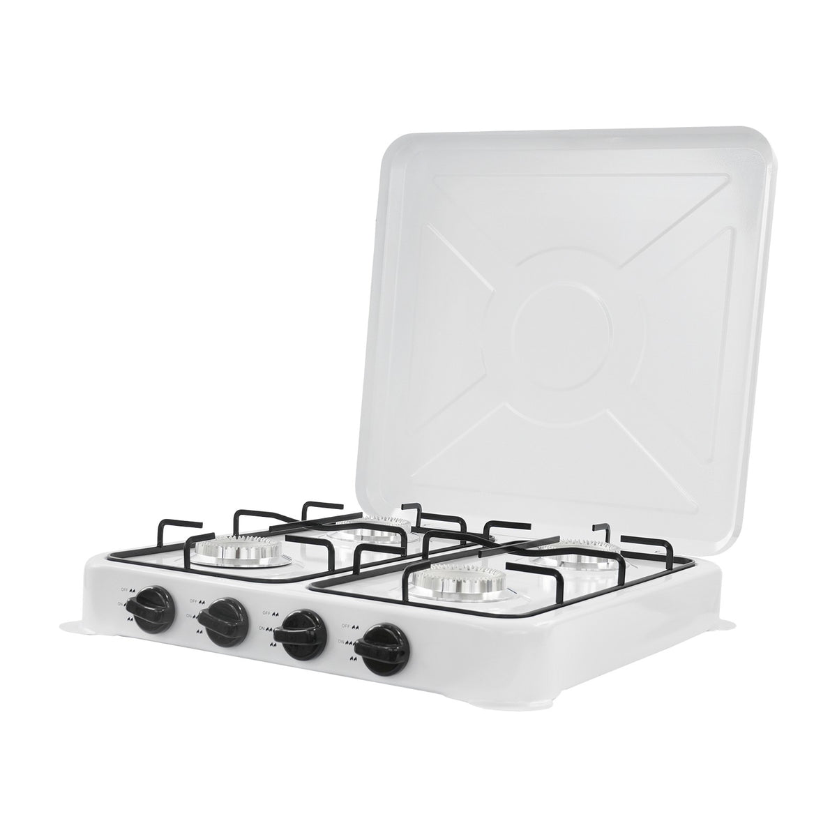 Portable 4-Burner Gas Camping Stove with High Power & Safety Features